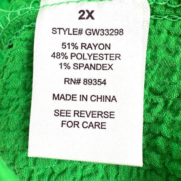 NEW NWT Adrienne Vittadini Plus Size 2X Green Wearable Art Blouse Shirt Top - Picture 7 of 8